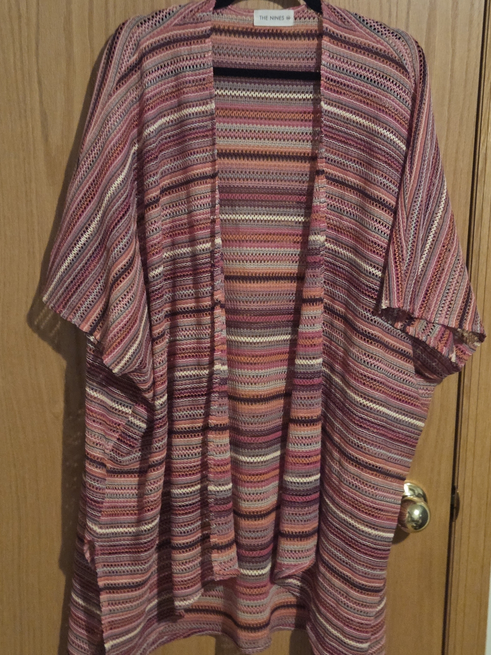 The Nines Striped Open Kimono - Pink Multi